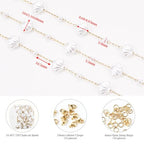 KYUNHOO 16.4FT/5M Artificial Shell Pearl Chain Roll Stainless Steel Paperclip Links Gold Plated Chains for Jewelry Making with Jewelry Connectors - color: Shell Gold