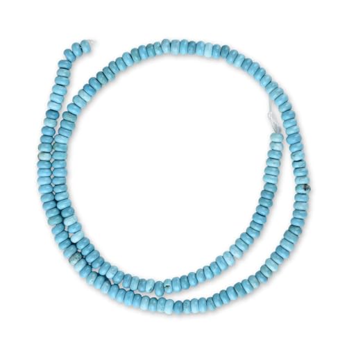 170pcs 4x2mm Natural Blue Turquoise Disk Rondelle Spacer Stone Semi Precious Gemstone Loose Beads for Jewelry Making 15 Inch - color: Blue Turquoise