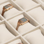 Jewelry Watch Tray, Beige Velvet Watch Jewelry Organizer 12 Grid, Stackable Watch Bracelet Bangle Display Holder, Adjustable Pillows, for Man Woman Show Birthday - color: Beige