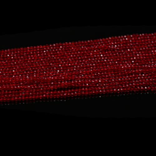 10 Strands Spinel Beads Artificial Faceted Small Round Loose Beads 3mm 15 inch for Jewelry Making Charms Necklace Bracelet - color: Red