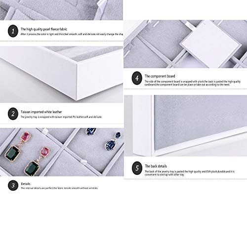 Oirlv Velvet Jewelry Organizer Trays Stackable Showcase Jewelry Display Storage Tray (15 Grids Earrings) - size: 15 Grids Earrings Tray