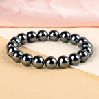 LPBeads Handmade Natural Gemstone Stretch Elastic Bracelet Healing Crystal Round Stone Beads Jewelry Gifts for Women Men - color: Hematite, size: 10mm