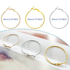 60Pcs Round Hoop Earring Findings Stainless Steel Earrings Beading Making Open Beading Hoop for Jewelry Making DIY Crafts Art Creation (40mm) - color: 40mm