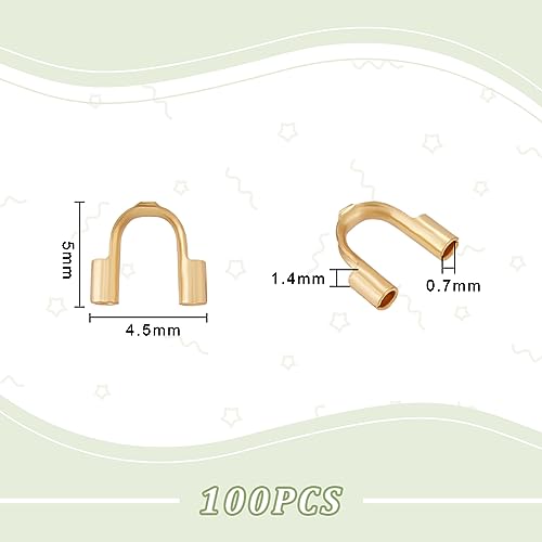 UNICRAFTALE 100Pcs 304 Surgical Stainless Steel Hypoallergenic Wire Guardian Small U Shape Wire Cable Protectors Golden Wire Loop Guardian Terminator for DIY Jewelry Crafts Making - color: Golden-100pcs