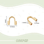 UNICRAFTALE 100Pcs 304 Surgical Stainless Steel Hypoallergenic Wire Guardian Small U Shape Wire Cable Protectors Golden Wire Loop Guardian Terminator for DIY Jewelry Crafts Making - color: Golden-100pcs