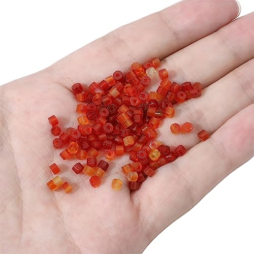 BEADIA Natural Red Agate Short Cylinder Beads 2x3mm 155pcs Tube Loose Semi Gemstone Beads for Jewelry Making Design - color: Red Agate