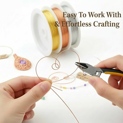 Copper Wire for Jewelry Making, 22 Gauge (0.6mm) 3Rolls 12Feet/Roll Jewelry Beading Wire & Essential Jewelry Making Supplies Premium Wires for DIY Jewelry Making, Crafts, Gardening (3rolls Set)