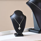 MOOCA 2 Pcs Deluxe Faux Leather Small Necklace Chain Jewelry Display Holder, Jewelry Stand, Necklaces Display Mannequin Bust Stand, 6.25”H, Black Faux Leather - color: Black Faux Leather