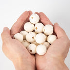 100pcs Wooden Beads for Crafts 25mm Natural Unfinished Bulk Large Beads for Garland Macrame Jewelry Making & DIY Farmhouse Decor (25mm) - size: 25mm
