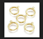 Adabele 100pcs Hypoallergenic Dangle Round Hoop Huggie Earring Hooks Leverback Ear Wire 14mm 18K Yellow Gold Plated for DIY Craft Earrings Jewelry Making CF262-2 - color: Gold