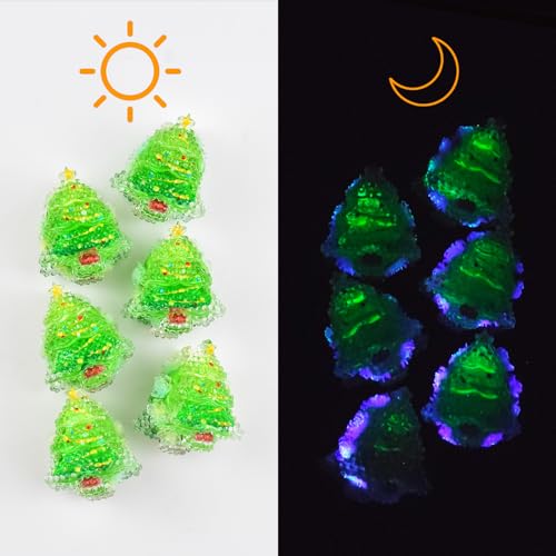 6Pcs Luminous Christmas Tree Focal Beads for Pens Christmas Tree Fancy Space Beads for DIY Craft Beadable Pens Keychain Bracelet Necklace Earrings Jewelry Making - color: Luminous Christmas Tree 1
