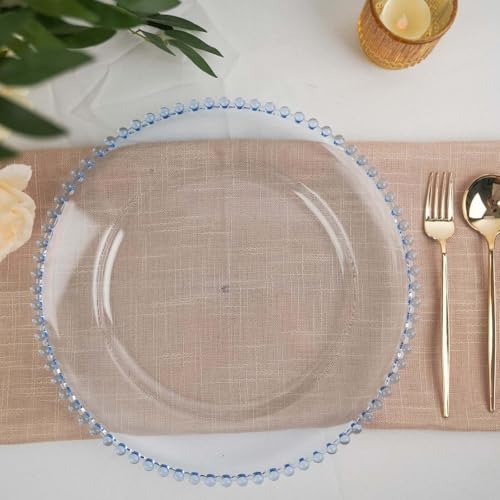 13" Charger Plates - Set of 24 - Blue Round Acrylic Disposable Chargers with Beaded Rim, Ideal for Dinner Party Wedding Bulk Events - color: Blue, size: 13" Charger Plate, 24 Pack