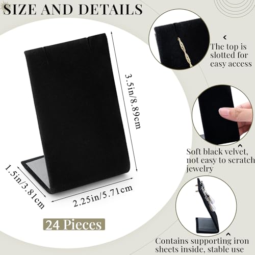 RattanView 24 Pcs Earring Display Stand Necklace Pendant Jewelry Stand Showcase Organizer Display Holder for Earring Pendant Accessory Rack(Black,Straight Style,Velvet)