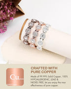 Feraco Pure Copper Bracelets for Women, 4X Ultra Strength Magnetic Bracelet with 3800 Gauss Neodymium Magnets & Dazzling Austrian Cut Crystals Stone, Adjustable Jewelry Gift - style: Sparkle Sphere - Rose Gold