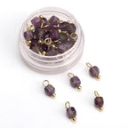 Beadia Natural Faceted Cube Stone Charms 4mm 30pcs with Untarnish Metal Accessories Loose Square Beads for DIY Jewelry Making - color: Amethyst