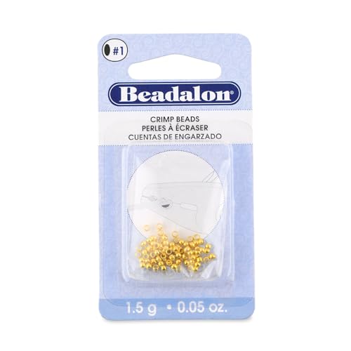 Beadalon Crimp Beads, Size #1, Gold Color, 1.5 g, Approx. 100 pc - color: Gold, size: Size #1, 100 pc