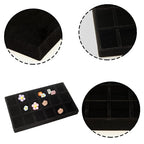 Velvet Jewelry Organizer Trays Black Stackable Jewelry Storage Display Tray with Removable Dividers, 18 Grids - color: Black
