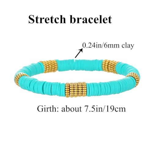 12pcs Friendship Bracelets Beaded Bracelets Heishi Bracelet Cute Bracelets Stack Vinyl Clay Disc Bead Surfer Stretch Summer Beach Bracelets For Women Preppy Bracelets - color: I