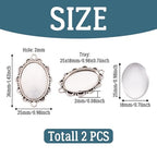 FASHEWELRY 5 Sets Alloy Oval Flower Edge Bezel Pendant Trays with Clear Dome Glass Cabochon Blank Base Connector for DIY Jewelry Making - color: 25x18mm-5 Sets