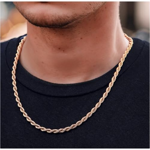 14K Yellow Solid Gold 1.5mm、2mm、3.2mm and 4.2mm Twisted Rope Chain Necklace, Ideal Gift for Women And Men(Lengths from 16 to 36 Inches) - size: 36inch