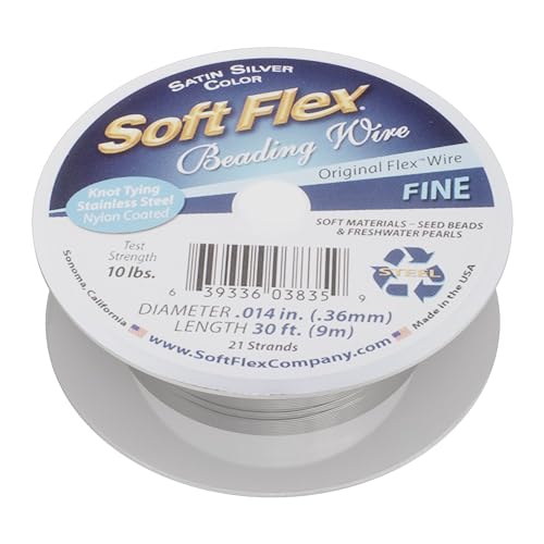 Soft Flex 21 Strand Beading Wire - Fine 0.14 Diameter - 30 Feet Design Wire - style: Satin Silver