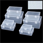 Nail art toolbox Bead Organizers-8 Pcs Jewelry Organizers and Storage Plastic Storage Cases Mini Clear Bead Containers Transparent Boxes with Hinged Lid and Rectangle Clear Craft Supply Case - size: 8 Pieces Big Sizes Mixed