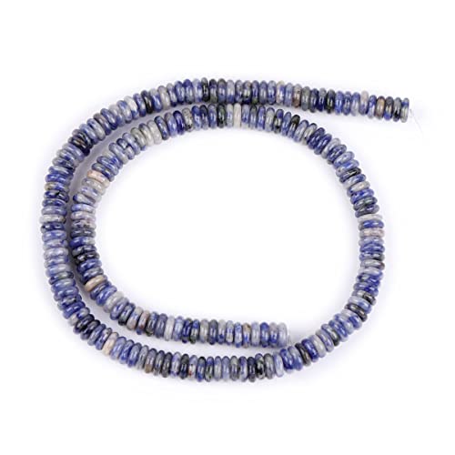 JOE FOREMAN 2x6mm Natural Blue Sodalite Jasper Stone Heishi Rondelle Spacer Beads for Jewelry Making Full 15" Strand Energy Stone Healing Power Crystal - color: Blue Sodalite Jasper