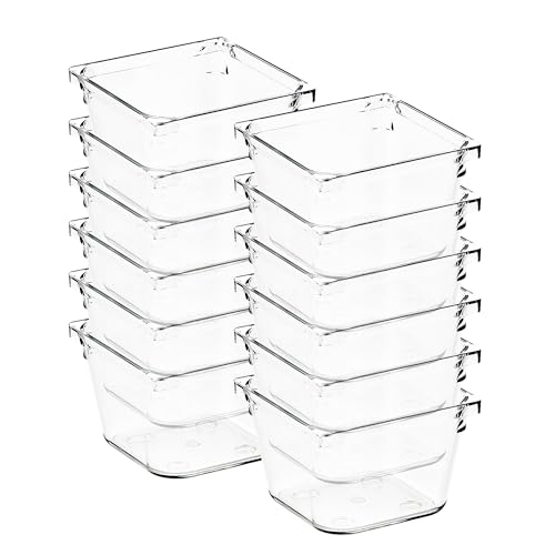12 Pack Drawer Organizer - 3" X 3" Clear Acrylic Storage Bins with Non-Slip Pads, Versatile Desk Tray for Makeup, Jewelry, Kitchen, Bathroom, and Office Organization - size: 3"X 3"