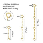 Necklace Extenders Durable 14K Gold Plated Solid Brass Necklace Bracelet Anklet Extender Extension Chains（1 2 3 inch） - color: A-14K Gold