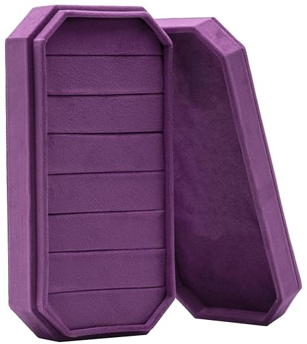 Velvet Ring Organizer Display Tray Jewelry Box Earring Holder Case for Wedding Birthday Christmas Day (Purple) - color: Purple