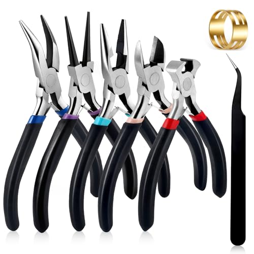 URSKYTOUS 5Pcs Jewelry Pliers Set Pliers for Jewellery Making Include Needle Nose Chain Nose Round Bent Plier Wire Cutter Jewelry Plier Tools for Jewelry Repair Bracelet Beading Craft Making Supplies - color: Eq 5pcs-black