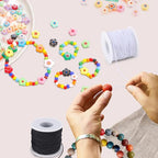 Stretchy String for Bracelets, 2 Rolls 0.8mm,1 mm,1.5mm,330 Feet Sturdy Elastic String for Jewelry Making, Necklaces, Beading and Crafts (White Black (1.0mm)) - size: White Black (1.0mm)