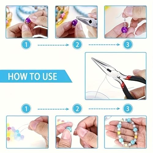 Jewelry Making Tools Kit: 6pc Set, Including Needle Round Nose, Wire Cutters, Crimper & End Nippers for Beading & Craft