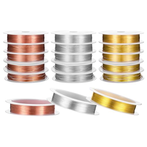 15 Rolls 5 Size Jewelry Wire for Jewelry Making,18/20/22/24/26 Gauge Copper & Stainless Steel Bendable Tarnish-Resistant Beading Wire for Crafts Engraving Pliers - color: Mix