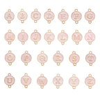 KISSITTY Flat Round with Alphabet Connector Charms Alloy Enamel Letter Links Connectors for DIY Bracelet Earring Jewelry Making - color: Pink