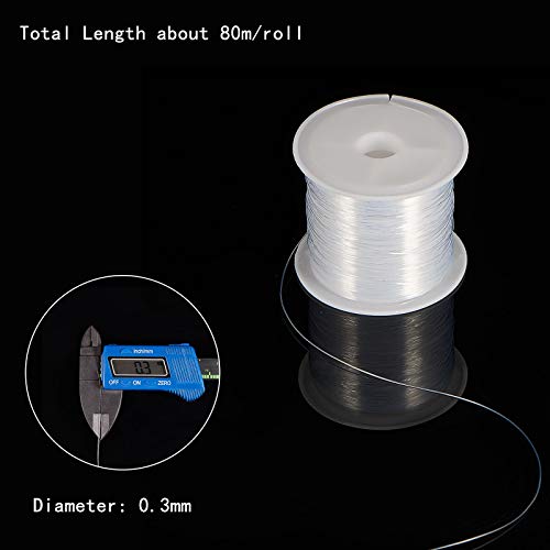 PH PandaHall 80 Yards 0.3mm Transparent Beading Line Clear Fishing Line Invisible Nylon Thread Jewelry String Wire Beading Cords String for Christmas Party Decor, Seed Beads Jewelry Bracelet Making - size: 0.3mm