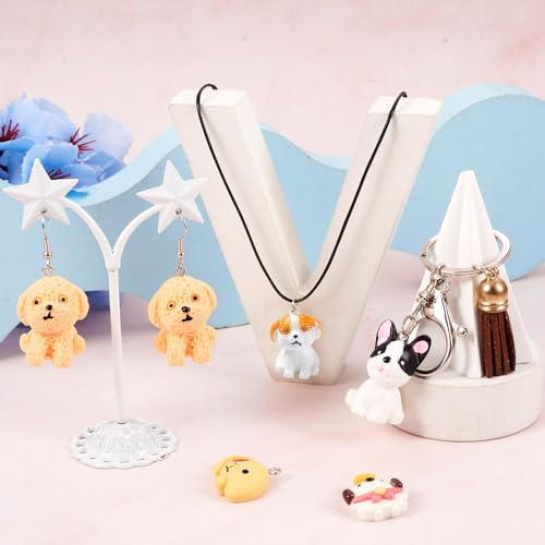 Beadthoven 16Pcs Resin Dog Charms 8 Styles 3D Opaque Dog Pendants Cute Cartoon Puppy Dangle Charms Lovely Animal Pendants for DIY Earrings Necklace Bracelets Keychains Jewelry Making Supplies - color: Mixed Color