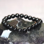 8mm Natural Gemstone Stretch Bracelet, Handmade Unisex Crystal Bracelets for Meditation, Yoga, Spiritual Healing & Positive Energy - color: Black Tourmaline