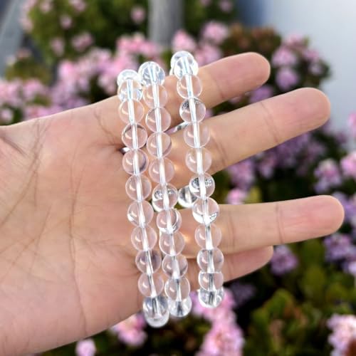 Adabele 1pc Natural Stretch Gemstone Bracelet 8mm (0.31") Bead 7" to 8.5 inch Healing Crystal Energy Quartz Chakra Jewelry Women Unisex Birthday Gift - color: Grade A Clear Crystal, size: 7 inch