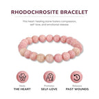 Crystal Vibe 8mm Beaded Bracelets For Women Men - Healing Crystal Bracelet - Adjustable Size - color: rhodochrosite