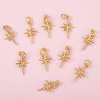 10 Pcs North Star Charm Pendants Brass Star Charm Real 18K Gold Plated Pendants for Jewelry Necklace Bracelet Making Crafts