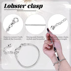 16 Pcs Snake Chain Charm Bracelet Adjustable Bangle Bracelets with Heart Lobster Clasp Extender Adjustable DIY Bracelet Chain for Women DIY Jewelry Making Supplies 7.87"(Silver) - color: silver