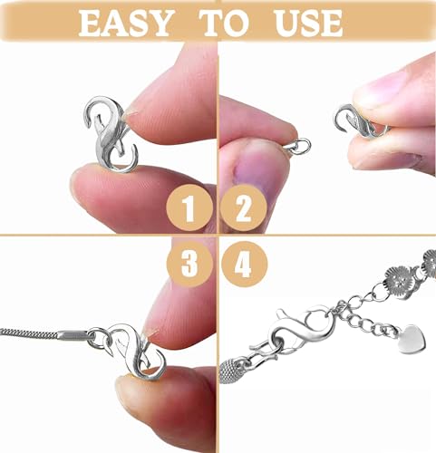 Double Opening Lobster Clasp 316 Stainless Steel Silver and Gold Pleted Necklace Bracelet Extender Clasps and Closures for DIY Jewelry - color: Silver 6Pcs, size: 16mm × 8mm