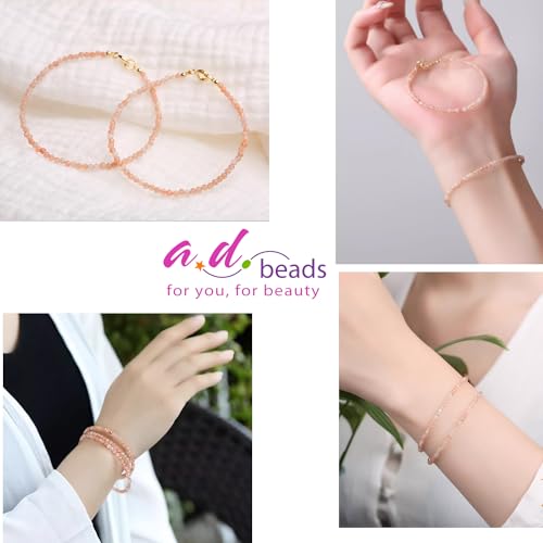 AD Beads Natural Gemstone Diamond-Cut Micro-Faceted Round Tiny 4mm Small Round for DIY Necklace Jewelry Making Beads (Sun Stone) - color: Sun Stone