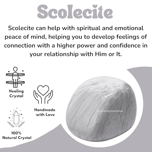 Amazing Gemstone Scolecite Crystal Tumbled Stones Polished Rocks - Natural Gem Stones for Healing - DIY Crystals for Protection (1 Piece) - color: Scolecite