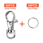 LEOBRO 60PCS Lobster Claw Clasps and Key Rings, 30PCS Keychains Clips and 30PCS Key Chain Ring, Keychain Making kit for Key Chain, Jewelry Making, Art Crafts, Silver