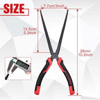 10" Extra Long Needle Nose Pliers | Designed for Car Repair & Welding Assistance | Heavy Duty 45 Steel Extended Reach Long Nose Pliers with Serrated Jaw for Narrow Spaces and Limited Areas