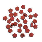 Songxi 60pcs 6mm Red Stone Plum Blossom Natural Stone Beads for Jewelry Making, Smooth Loose Flower Shape Gemstone Beads for Bracelets Necklace Earrings Making Supplies ﻿ - color: Red Stone