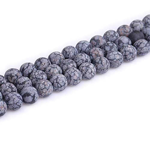12mm Natural Stone Black Snowflake Jasper Frosted Matte Unpolished Round Beads for Jewelry Making Strand 15 inch - color: Black Snowflake, size: 12mm