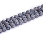12mm Natural Stone Black Snowflake Jasper Frosted Matte Unpolished Round Beads for Jewelry Making Strand 15 inch - color: Black Snowflake, size: 12mm